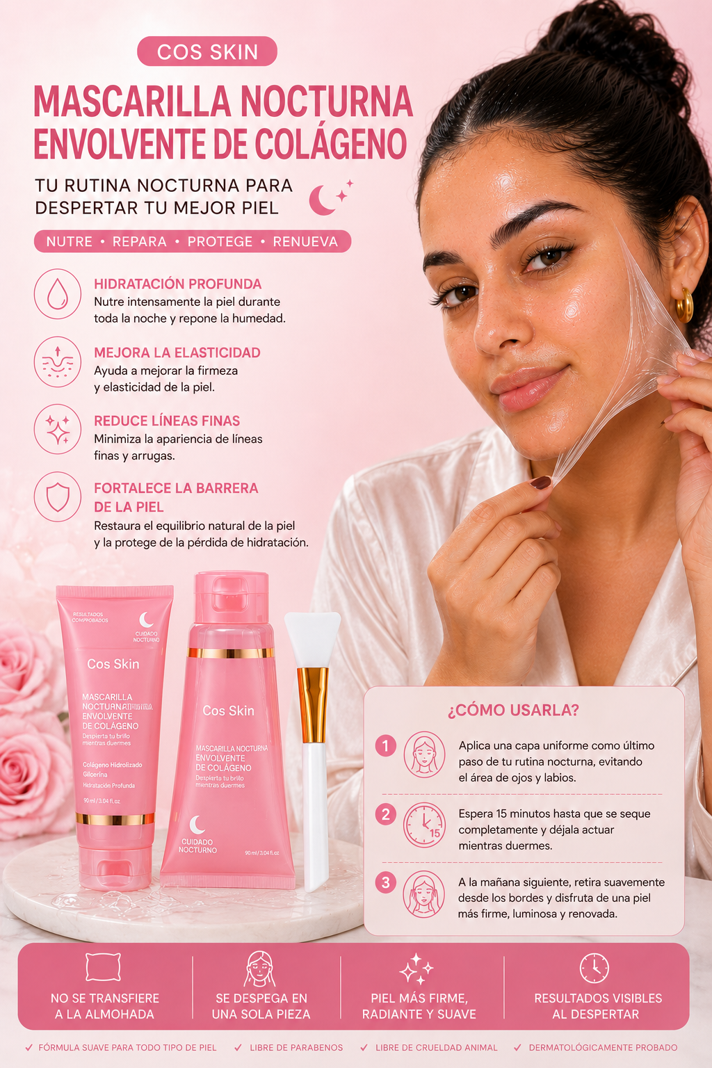 Mascarilla Facial de Colágeno para la Noche